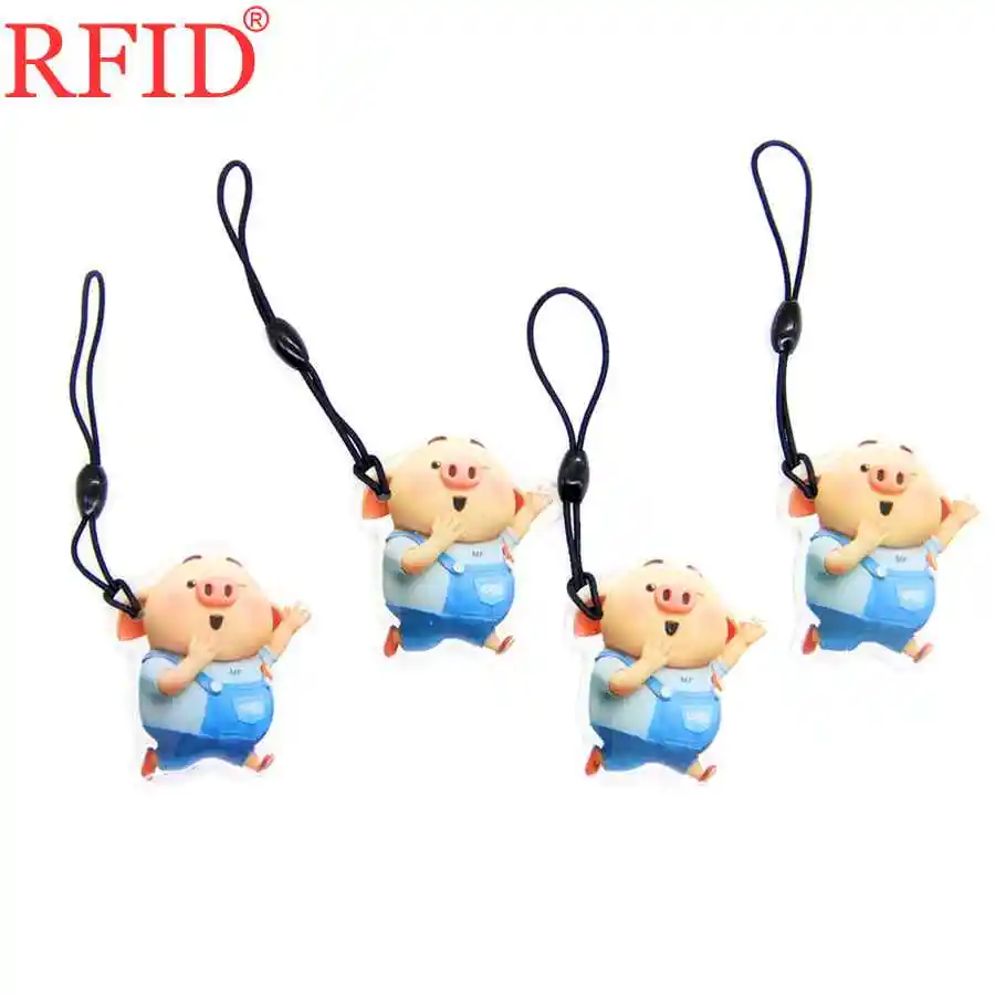 UID S50 1K 13.56Mhz Rewritable Writable NFC IC Card Changeable RFID Dropping Glue Waterproof Cartoon Pattern Key Fob Token Tag 1