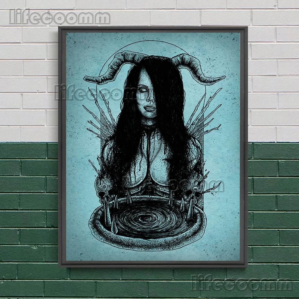 Jungle Witch Wall Art Vintage Demon Witch Art Canvas Painting Witchcraft Magic Posters And Prints For Living Room Decoration