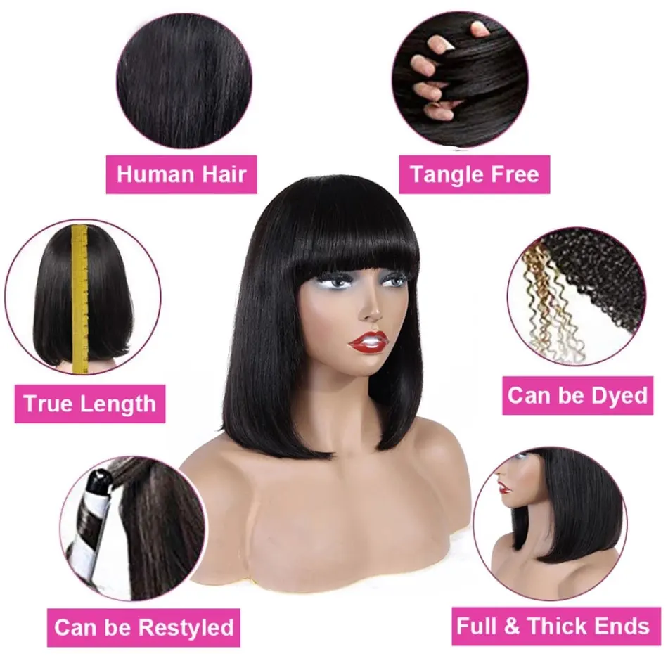 ShineFull Hair Full Machine, парики, бразильские прямые волосы, 100% человеческие волосы, парики без клея, предварительно выщипанные для черных женщин, волосы Remy