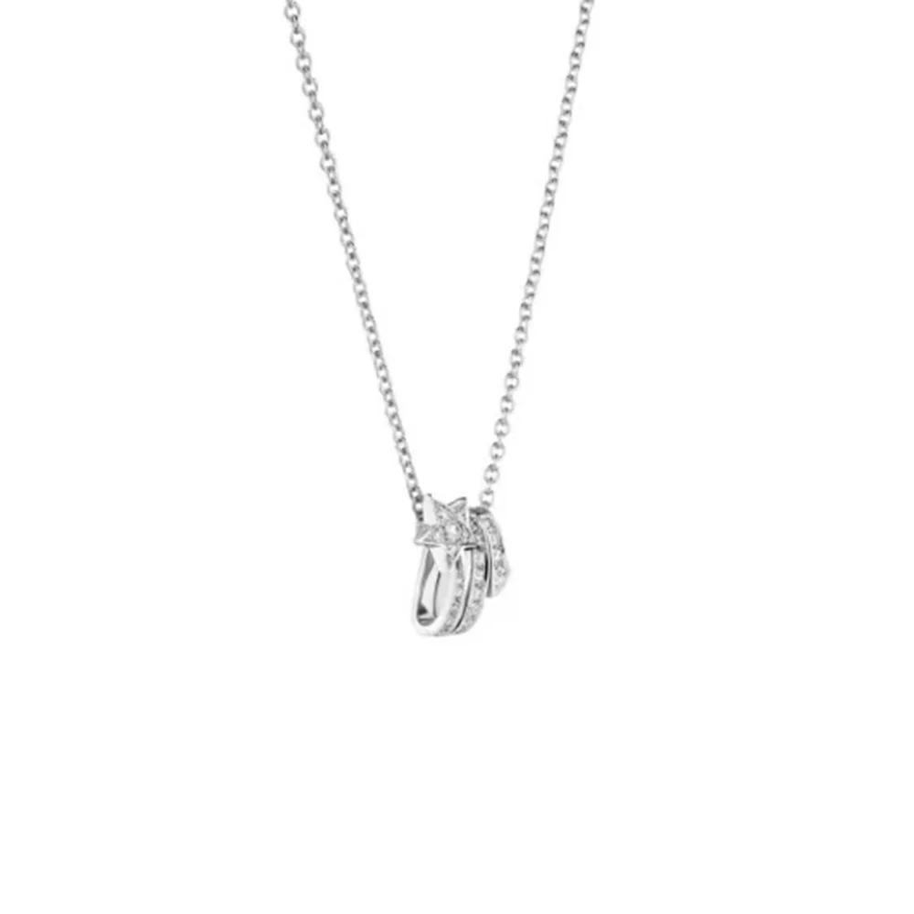 Gorgeous Luxury Brand Fine Jewelry Meteor Dainty Necklace For Women Sterling Silver Pendant Material Zircon Elegant Maiden Gift