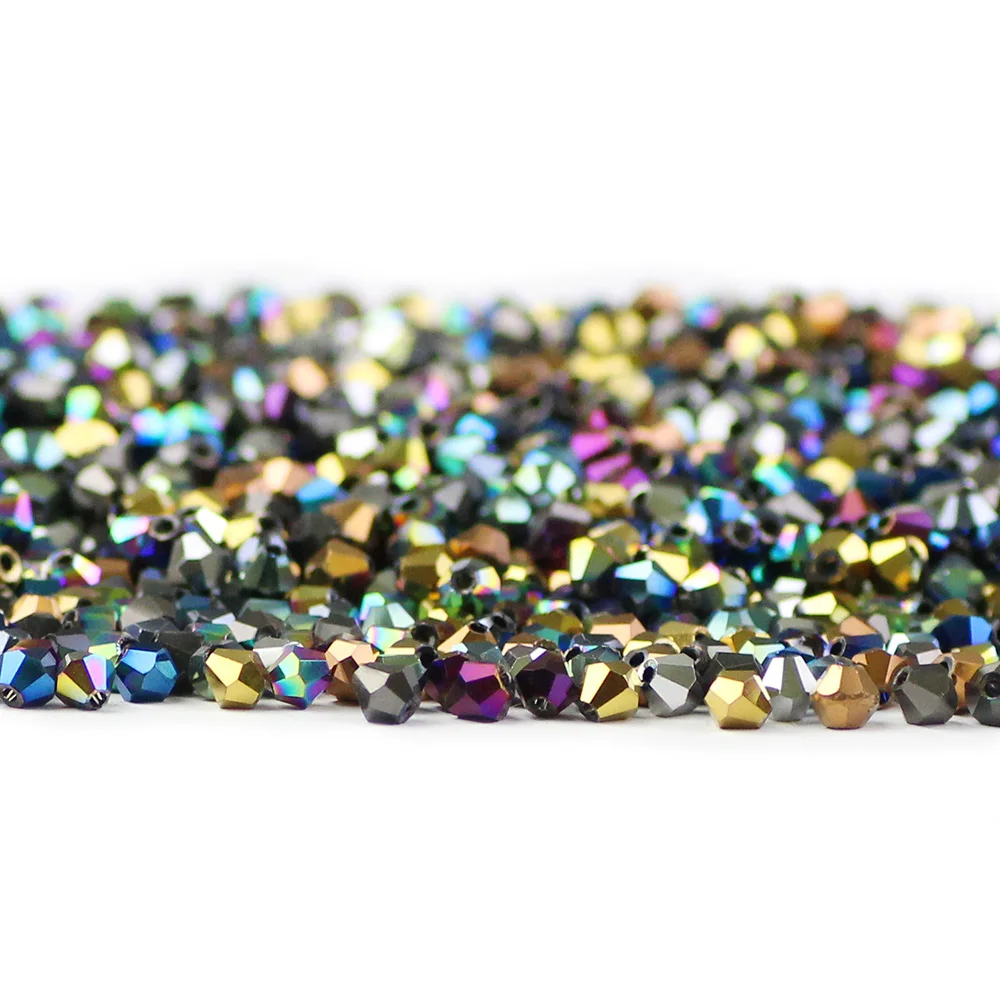 YHBZRET Bicone Austrian crystals beads 4mm 100pcs plating color Spacer Loose Beads For Jewelry making bracelet Accessories DIY