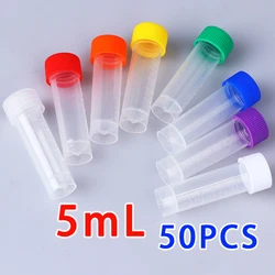 50pcs , 5ml PP Lab Cryopreservation Tube Cryotube Freezing Tubes Centrifuge Tube Volume Vials Bottles With Screw Cap