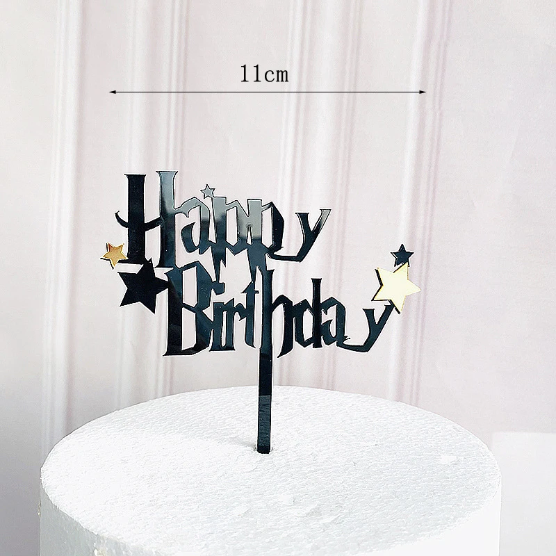 Dunkle Cartoon alles Gute zum Geburtstag Acryl Kuchen Topper süßer Junge Hexe Kuchen Topper für Kinder Geburtstag Party Kuchen Dekorationen Baby Dusche – Detail 8