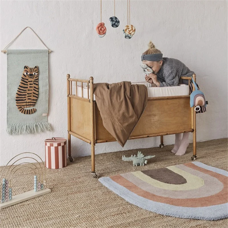 Nordic Rainbow Rug Baby Crawling Mat For Living Room Children Bedroom Rugs And Carpets Computer Chair Floor Mat Cloakroom Carpet