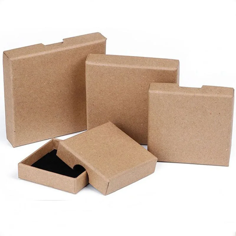 100pcs/Lot Kraft Paper Box For Jewelry Nail Position Ring Pendant Necklace Box Earring Jewellery Organizer (Custom)