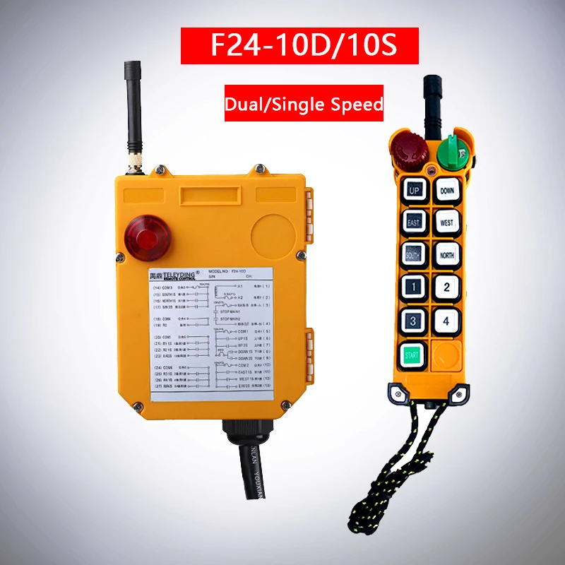 F24-10D/10s General Waterproof  Wireless Industrial Remote Control AC Electric Motor Crane Remote Control 380V 220V 48V 36V 24V
