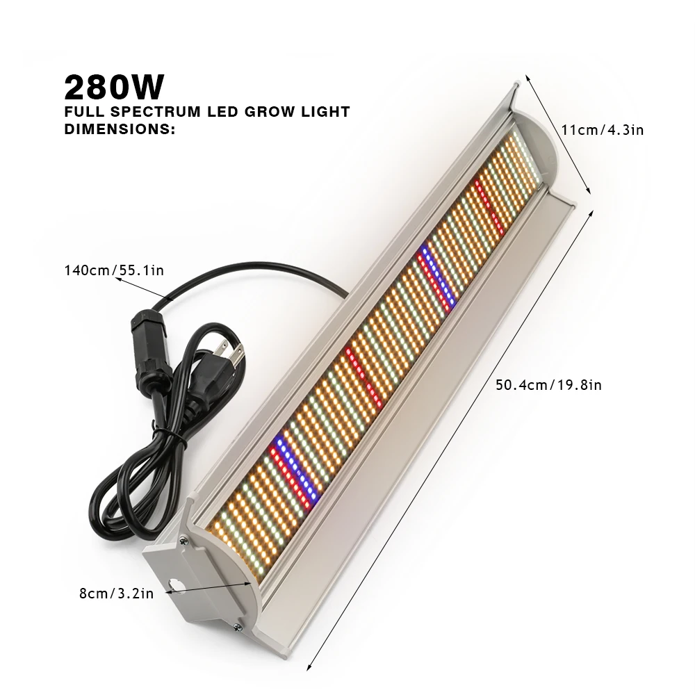 280W Full Spectrum Led Grow Light  Tube Phyto Lamps Grow LED Lamp Bar Hydroponic Plants Growth Lights Warm White Red Blue IR UV