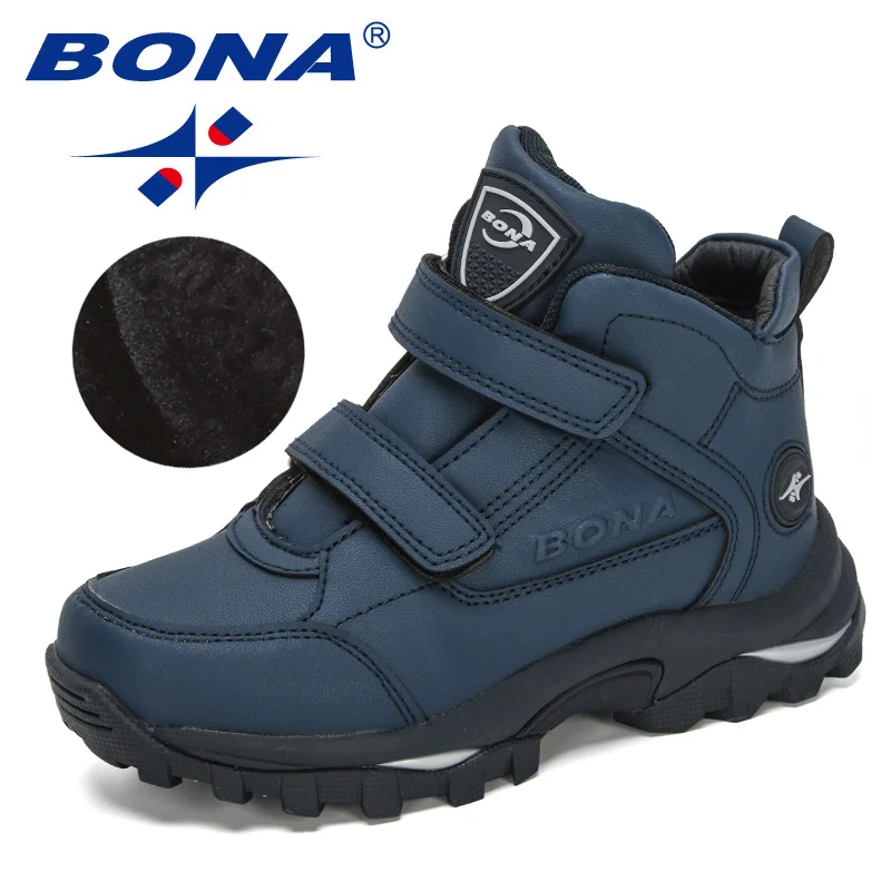 BONA-zapatos deportivos informales de felpa para niños, botas de nieve cálidas con cordones de cuero de alta calidad, para correr en la escuela, 2020