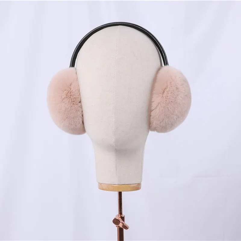 Rex Rabbit Fur Earmuff Women\'s Autumn And Winter Warm Eaemuffs Real Fur Ear Cover Warmer Ear  Muffs Fold Ear Protection Headband