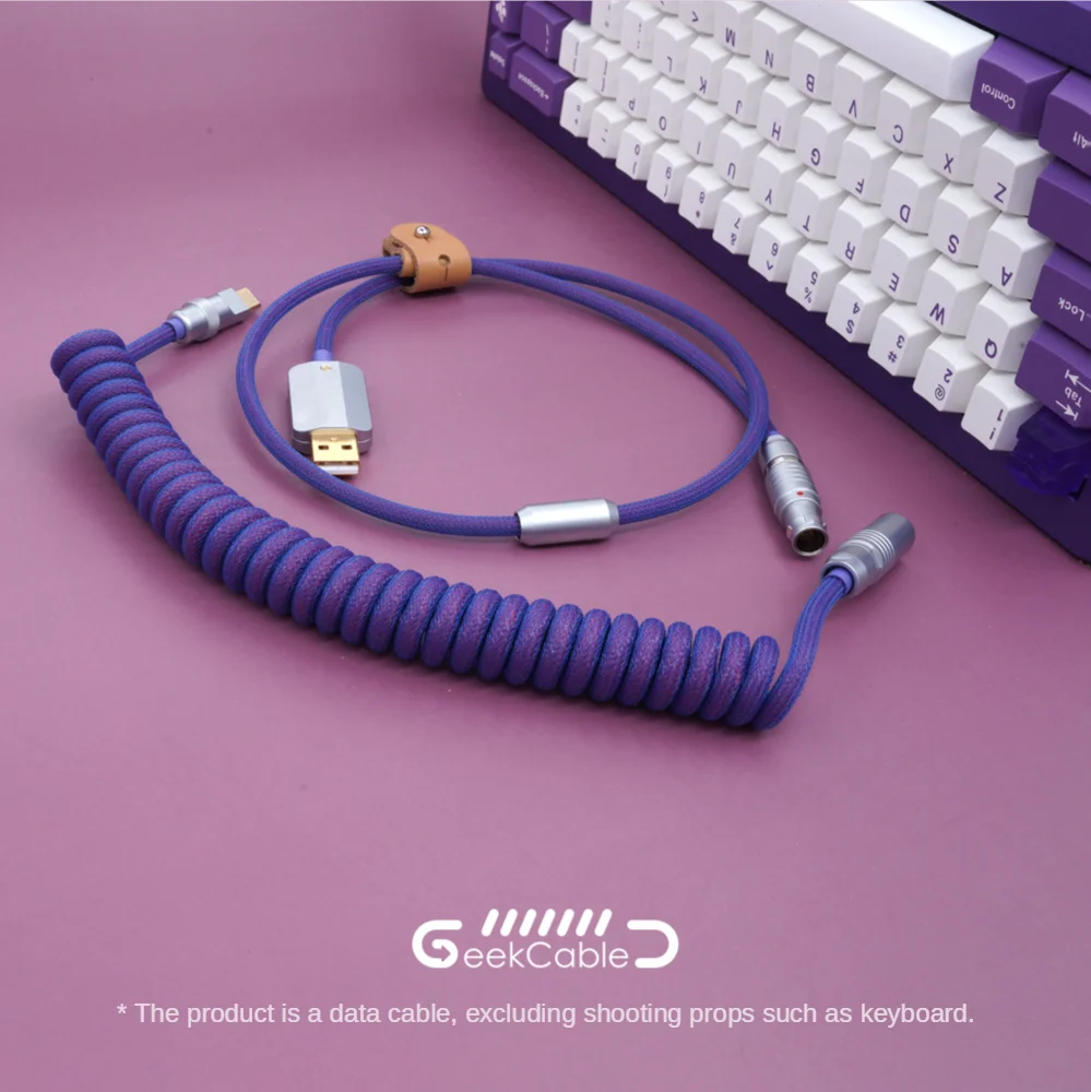 

GeekCable Hand-made Customized Keyboard Data Aviation Spiral Line Rear Aviation Plug Mysterious Purple for Mechanical Keyboard