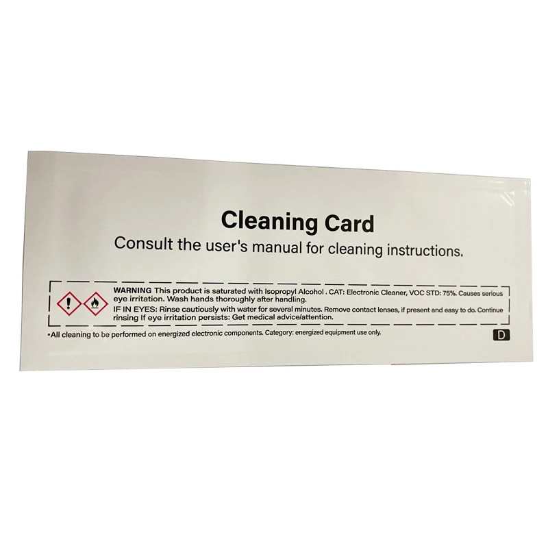 5pcs Cleaning Cards 54x172mm PN: 105999-311 For Zebra ZC100 ZC300 Series Card Printer