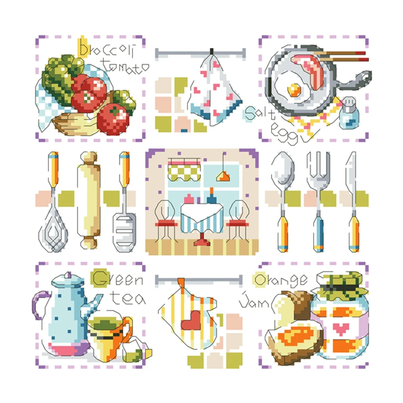 Enjoy food cross stitch kits cartoon bread jam embroidery needlework sets 18ct 14ct 11ct unprint cloth DIY handmade