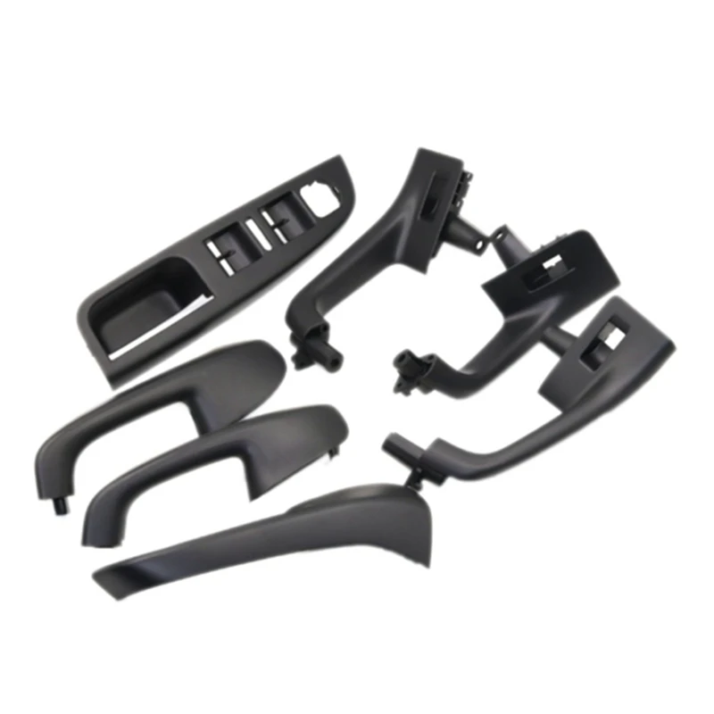 7PCS Black Interior Handle Door Grab Window Switch Bezel Cover for Golf 5 GTi-MK5 Jetta Inner Armrest 1K0 868 040B