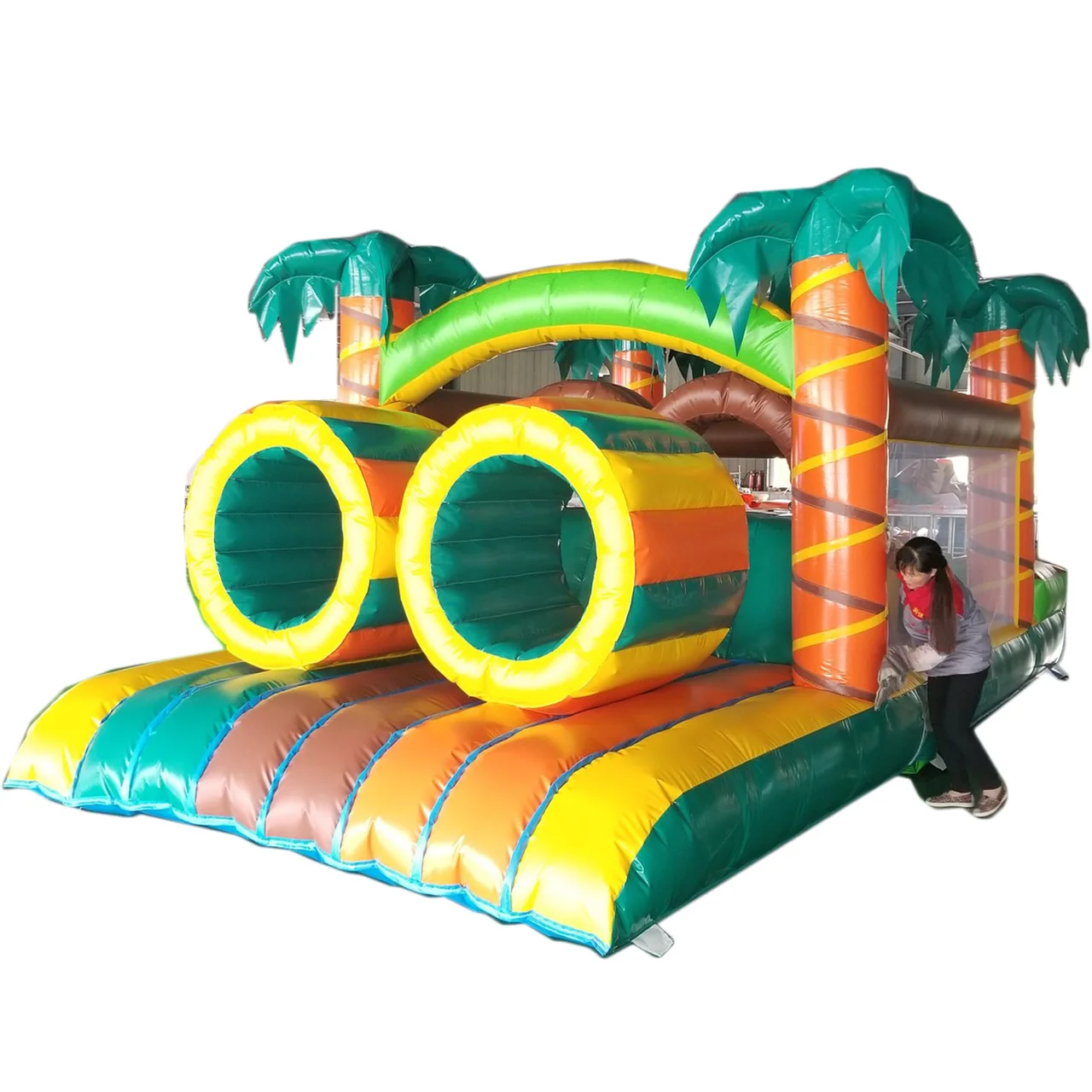 Factory customized PVC Inflatable Trampolines with slide  bouncy castle Jumper Obstacle Course