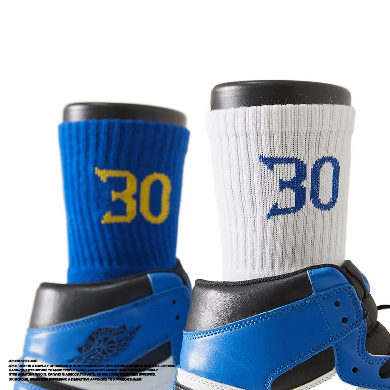 No30 Thirty Thick Sport Crew Man Socks Digital Number Point Guard Golden State US Team 2021 Stephen Curry Basketball Player Star