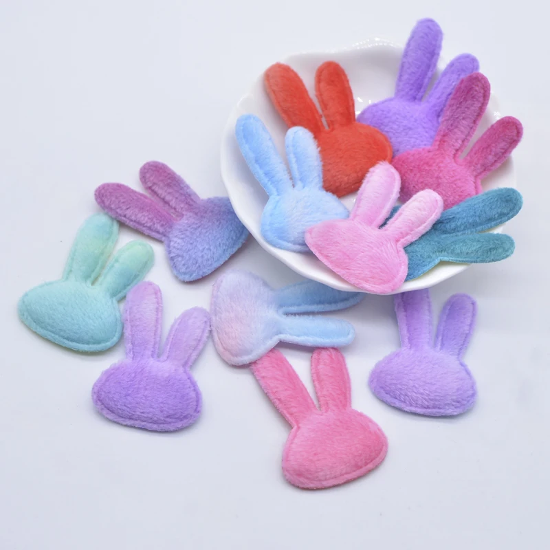 50Pcs 27*40mm Soft Plush Furry Rabbit Applique for DIY Headwear Hair Clip Bow Decor Accessories Clothes Hat Shoes Sewing Patches