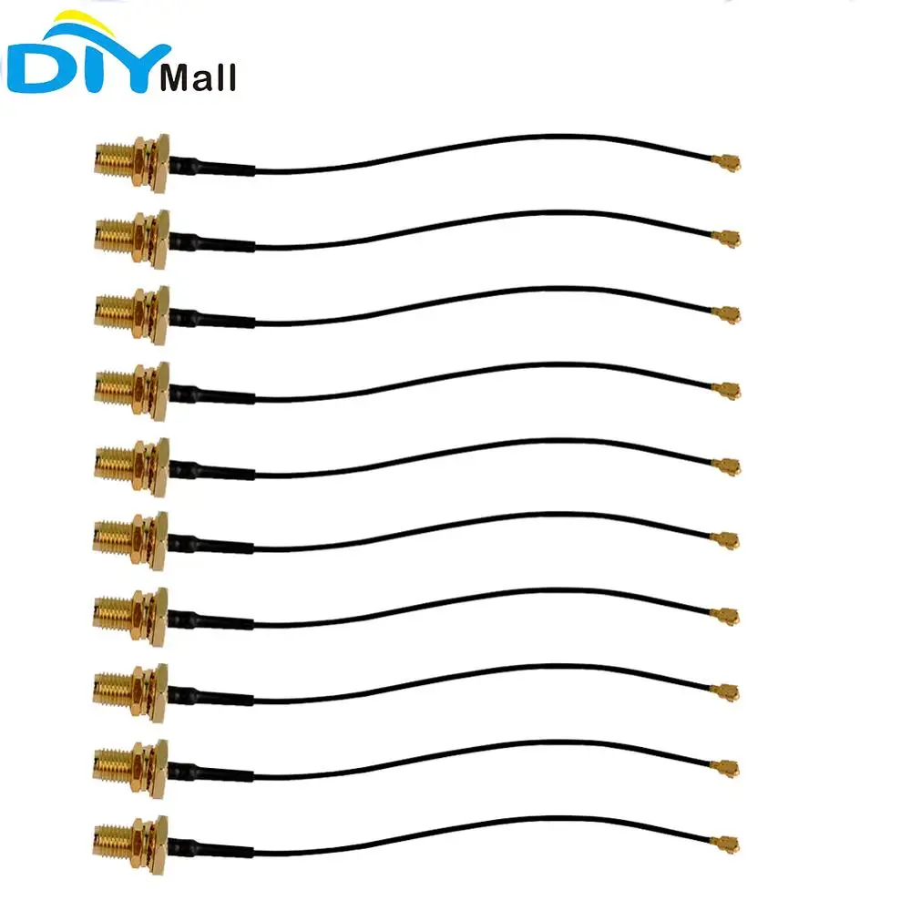 10pcs/lot DIYmall IPX to SMA Antenna Adapter Extension Cable Female Black Hole Inside 10cm