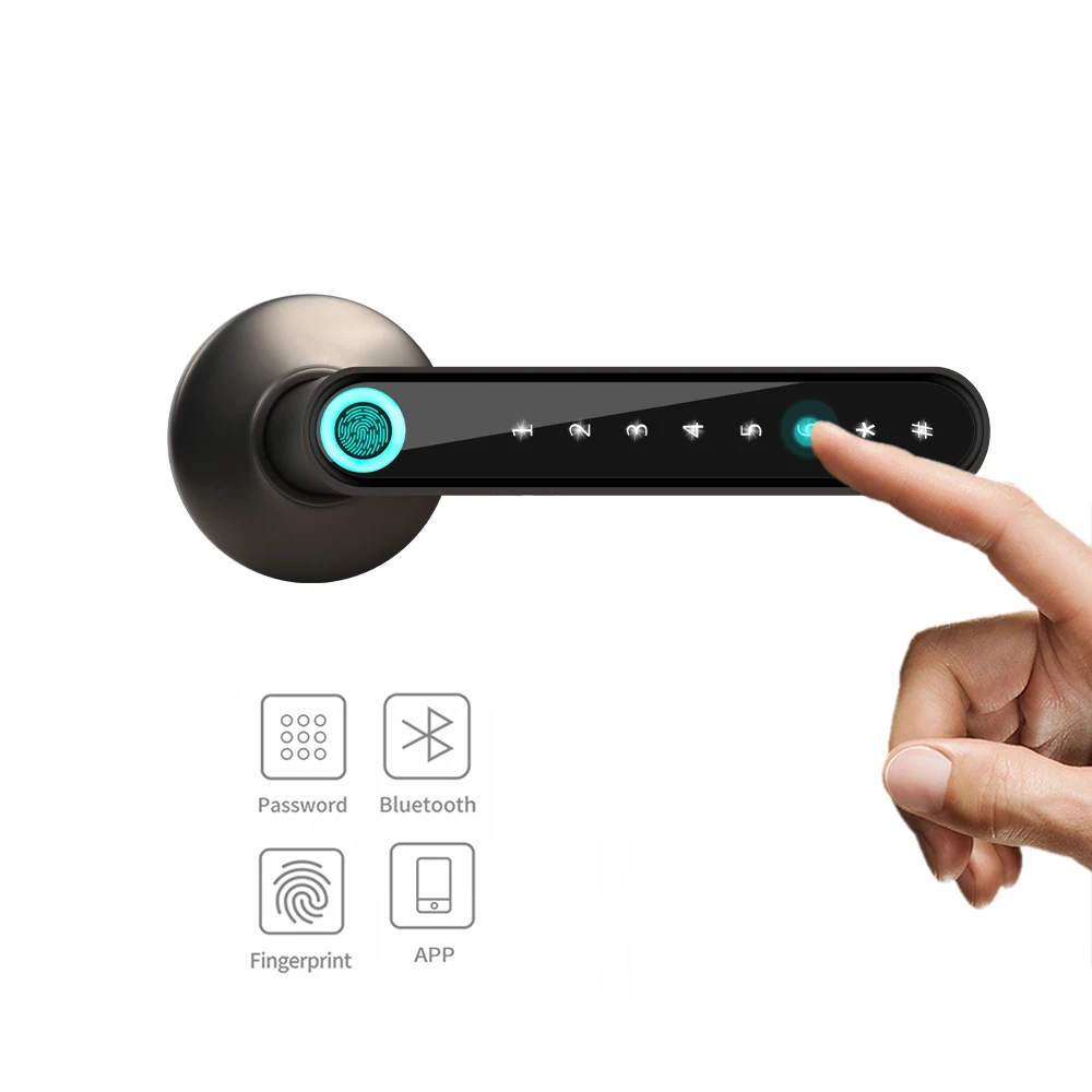 Easy use Fingerprint Door Lock Smart Bluetooth Password Handle Lock Keyless Entry Works with smartphone