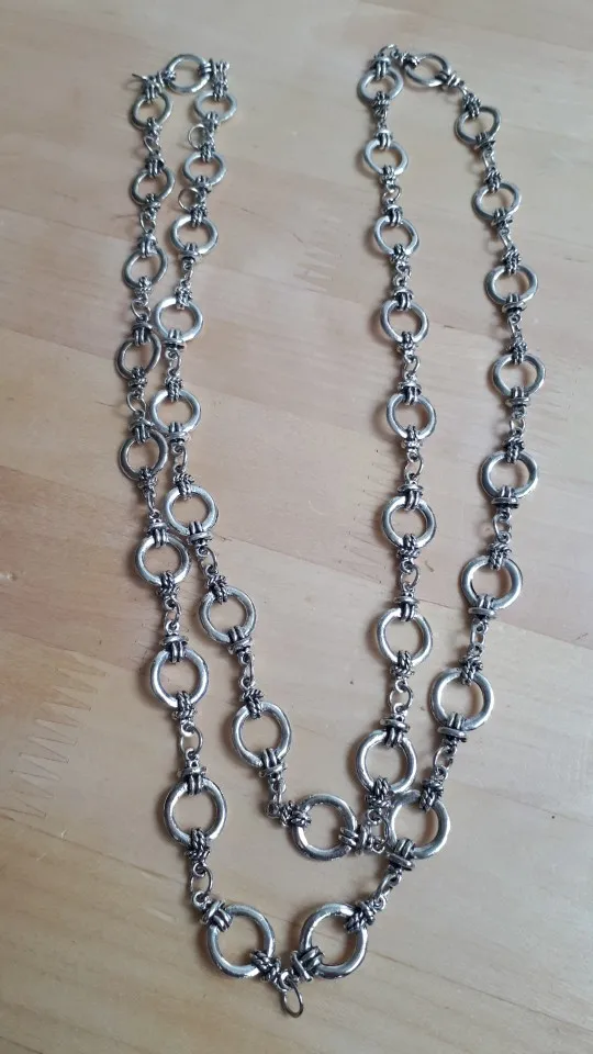1Meter Bohemia Antique Silver Color Chain Bracelet Handbag Chain Necklace Women Vintage DIY Jewelry Chains Big Size