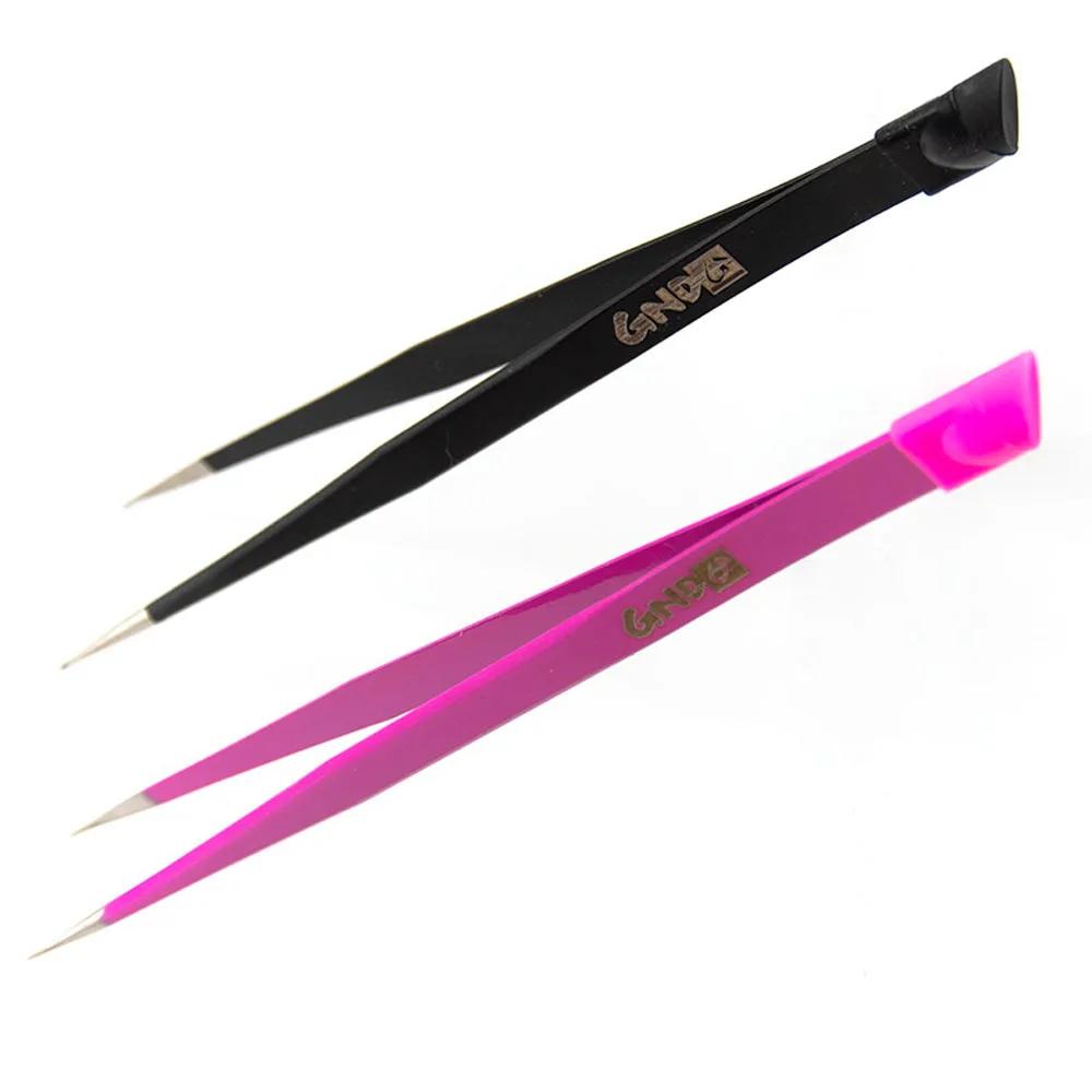 

1pc Straight Tweezer Stainless Steel Pink Black Nail Sticker Rhinestone Picker Eye Makeup Nail Art Tool Double-ended Tweezers KR