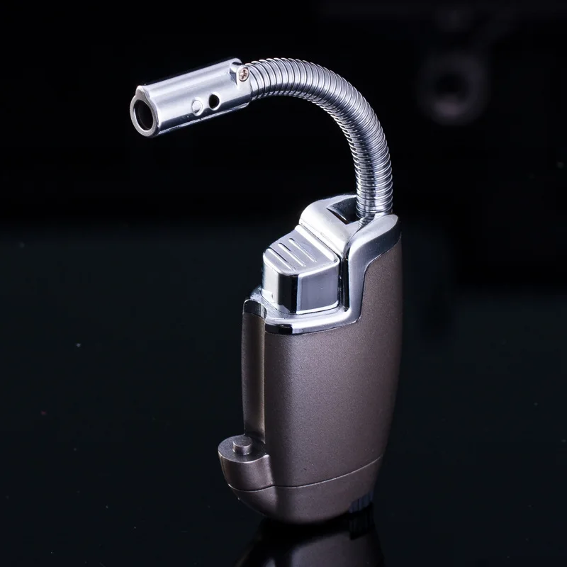 Hose Torch Turbo Lighter Jet Butane Cigar Kitchen Flexible Pipe Lighter Cigarette 1300 C Windproof BBQ Ignition Lighter No Gas