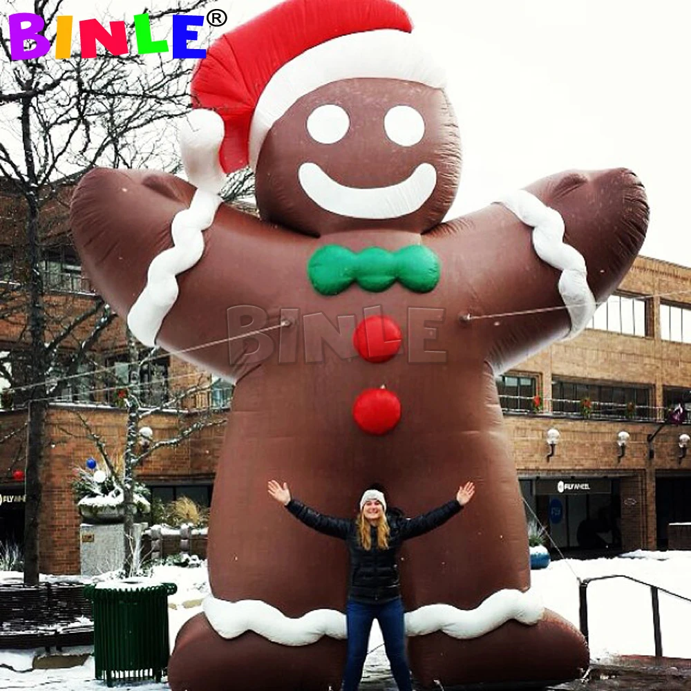 

Christmas Mascot Lovely 8meters Giant Inflatable Gingerbread Man Holiday Event Cartoon Doll For Outdoor Decorations