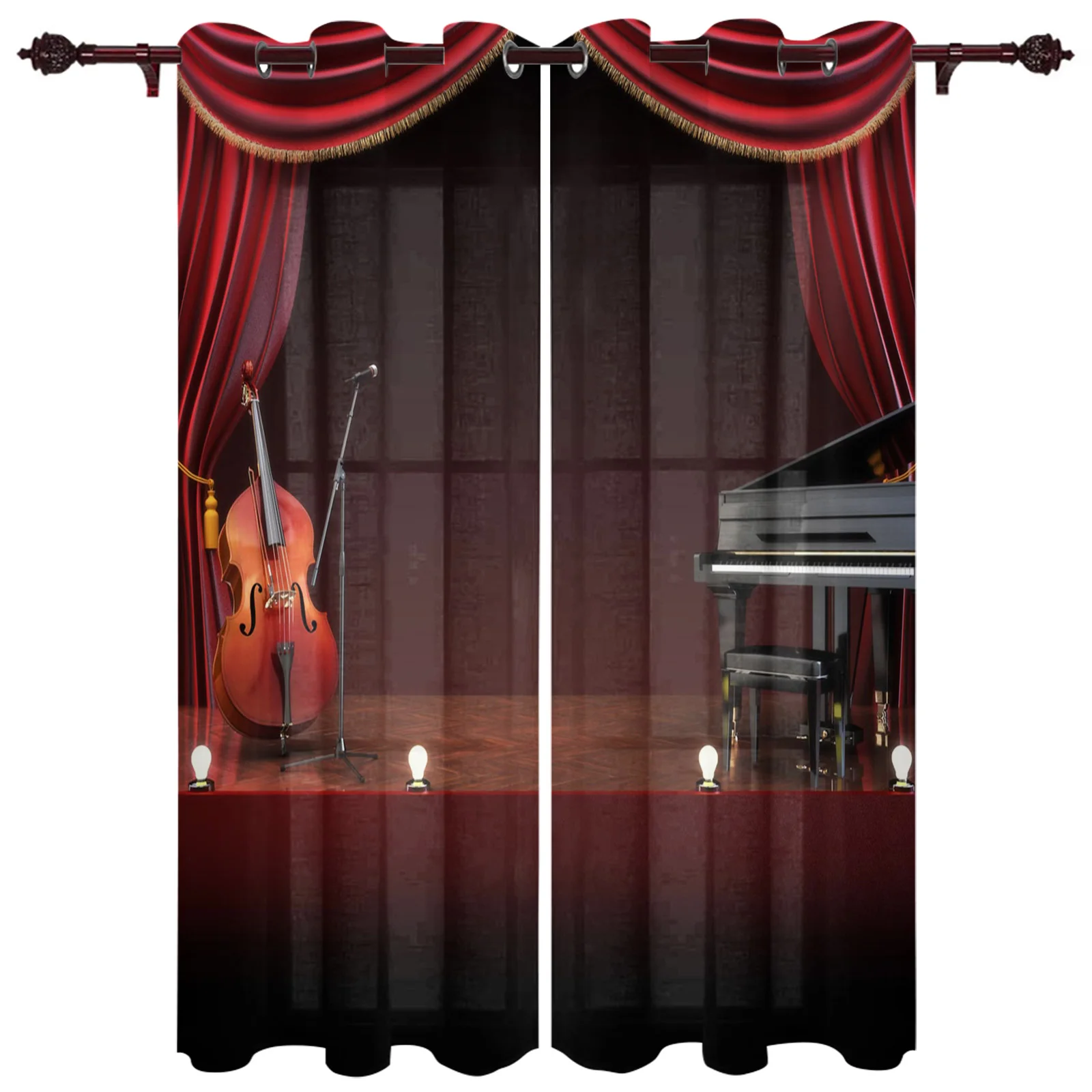 

Stage Piano Guitar Kitchen Curtain Kids Bedroom Living Room Balcony French Windows Curtain Fabric Pergola Bathroom