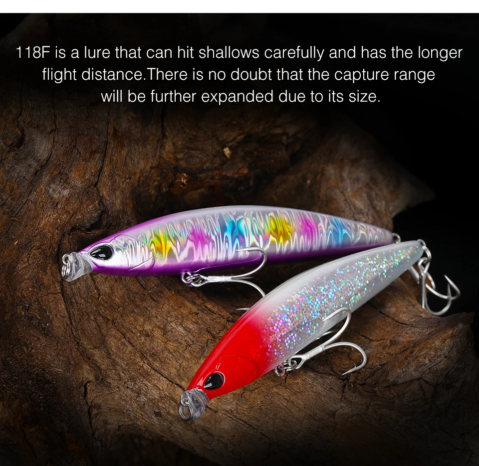 TSURINOYA Meeresfischköder 118F Shallow Range Floating Minnow 118 mm 19 g DW95 Long Casting Magnet Gravity System Harter Köder – Detail 12