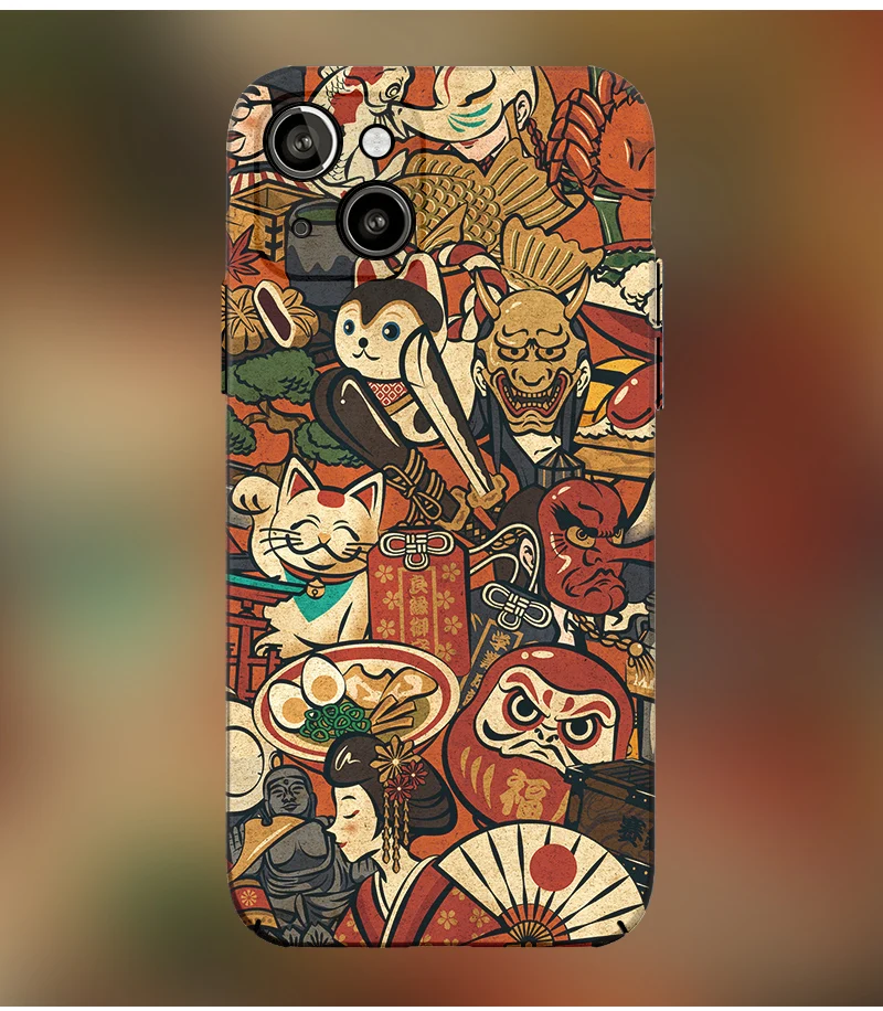 Japanese Ukiyoe Shrine Ghost phone case cover For Iphone 16 15 14 Pro Max 13 pro max 12 pro max 11 pro max