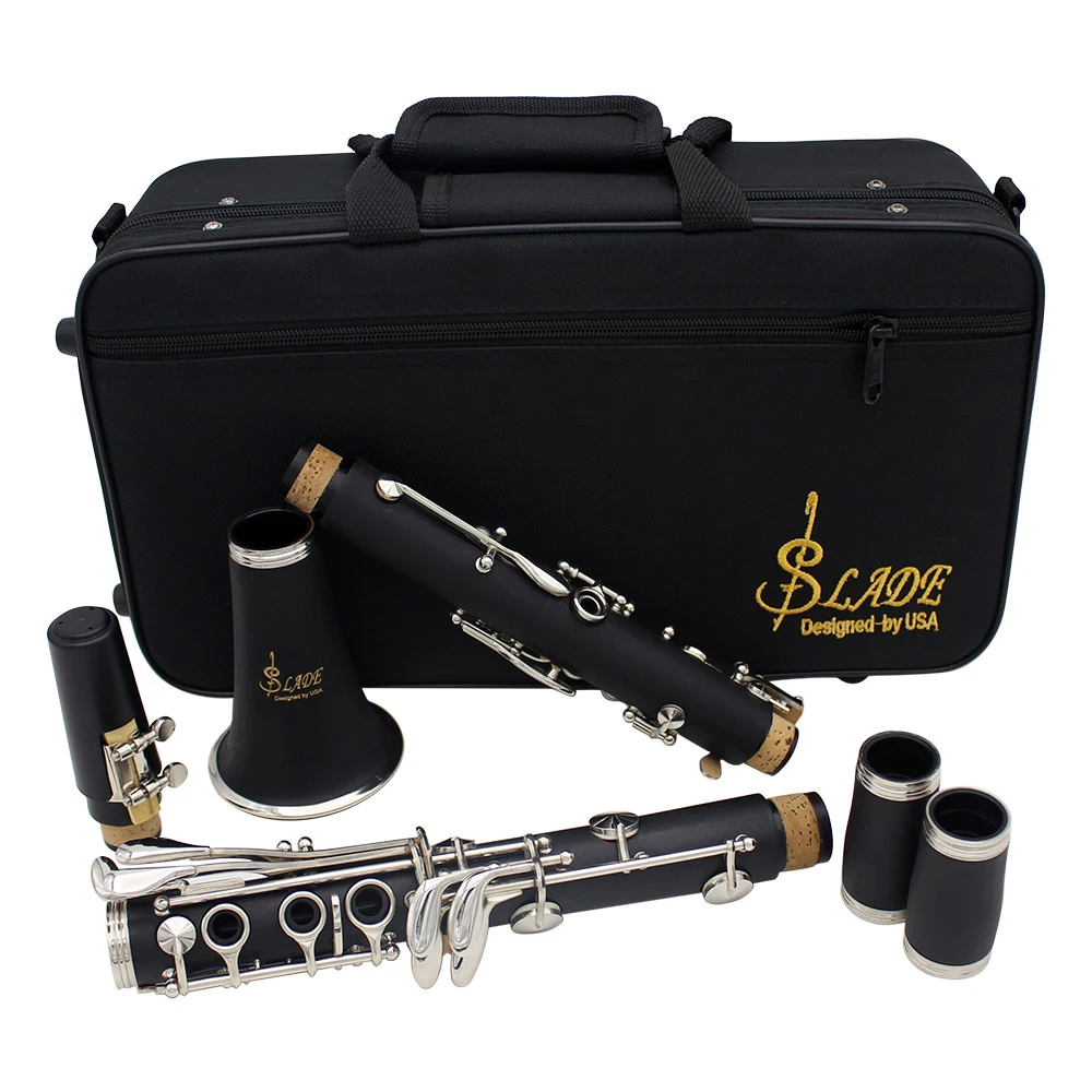 SLADE-Clarinete Baquelite Preto com Caixa, 17 Chaves, Bb Flat Tone, Instrumento Profissional de Sopros, Peças De Instrumentos Musicais