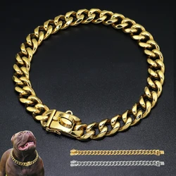 Super Strong Dog Chain Collar Stainless Steel Pet Slip Choke Silver Gold Chian Collars for Small Large Dogs Pitbull Bulldog