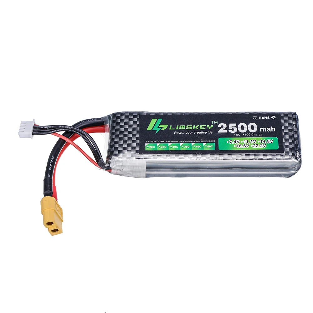 3S 11.1v 2500mAh 40C LiPo Battery XT60/T/JST/TRX Plug For RC Car Airplane Helicopter 11.1v Rechargeable Lipo Battery 2pcs