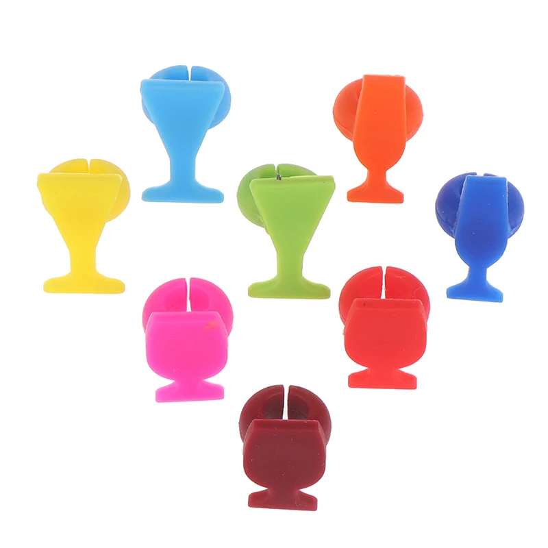 8pcs Silicone Wine Glass Marker Creative Drinking Cup Identifier Party Cup Sign (Random Color)