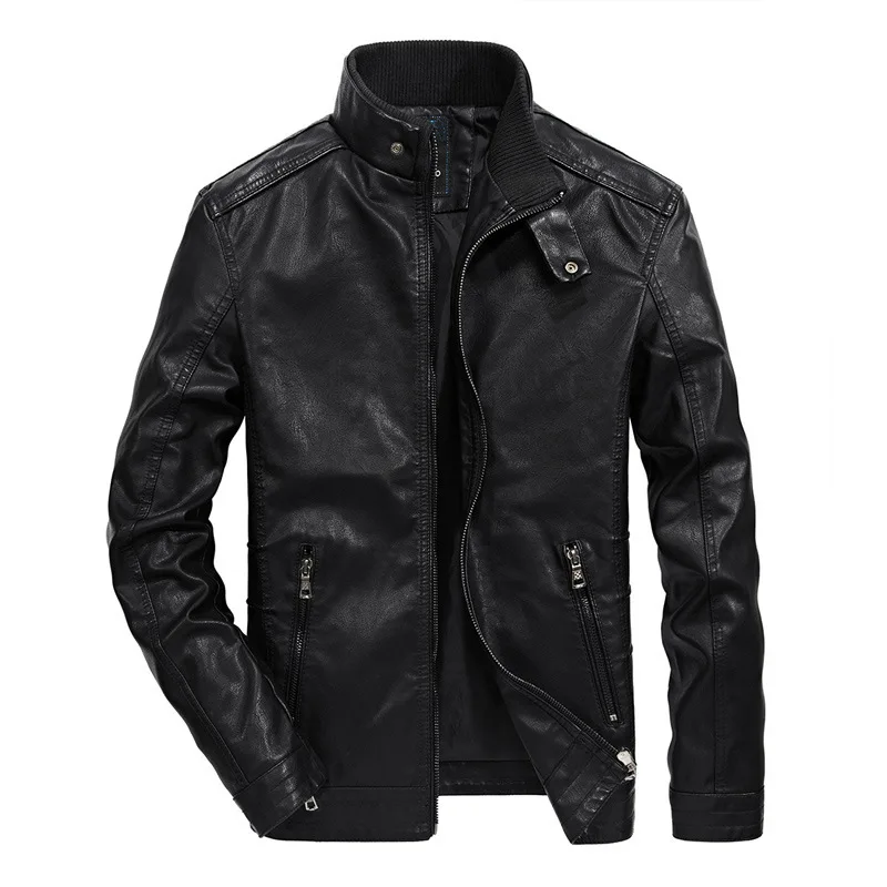 Men's autumn and winter new men's PU leather jacket short stand-up collar youth motorcycle leather jacket