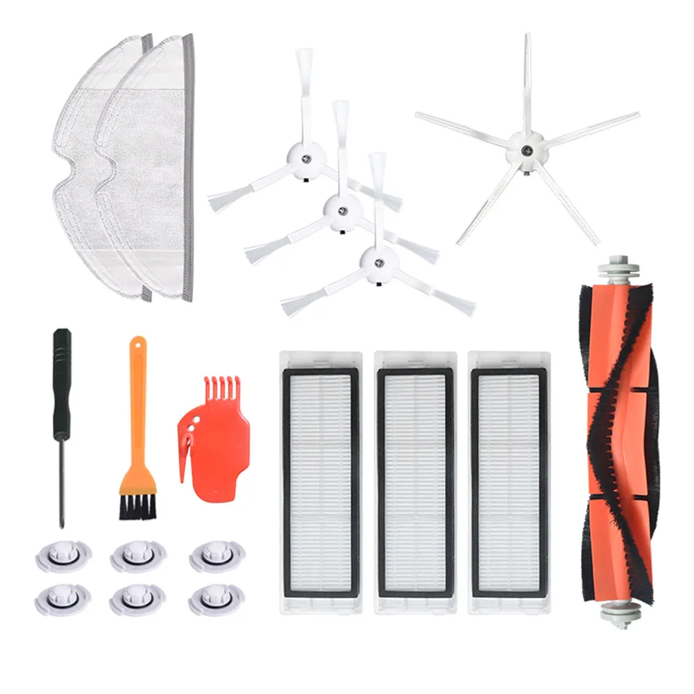 مرشحات الأسطوانة الرئيسية للمكنسة الكهربائية Roborock S5/S6/T6/E2/E35 ، مع الفرش الجانبية والمماسح وملحقات الروبوت