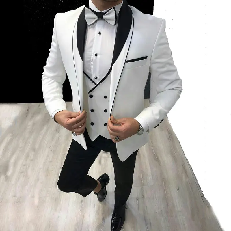 

2023 Handsome Mens Suits Blue Wedding Tuxedos Groom Tuxedos Men's Wedding Suit costume homme Prom Party Suits (Jacket+Pants+Vest