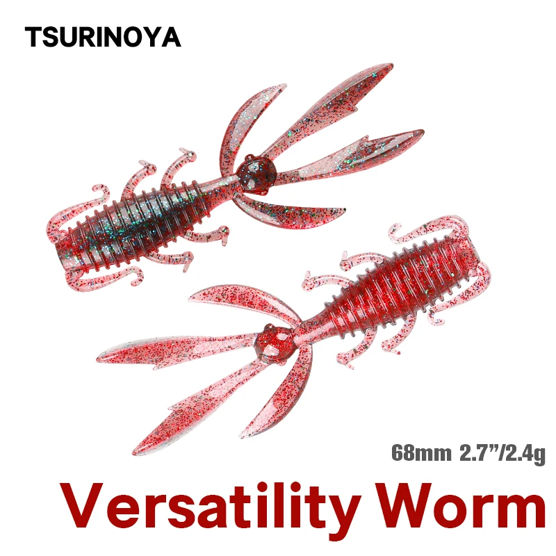 TSURINOYA 2.7in 2.4g 20 adet karides solucan bas cazibesi PIONEER silikon yumuşak yem balıkçılık cazibesi ışık oyun Pike Ajing çok yönlülük cazibesi