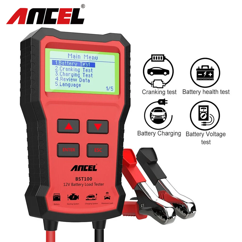 ANCEL BST100 Battery Tester 12V Car Analyzer 2000CCA BCI Battery Charging Cranking Test Charger Circuit Load Tools OBD2 Diagnose