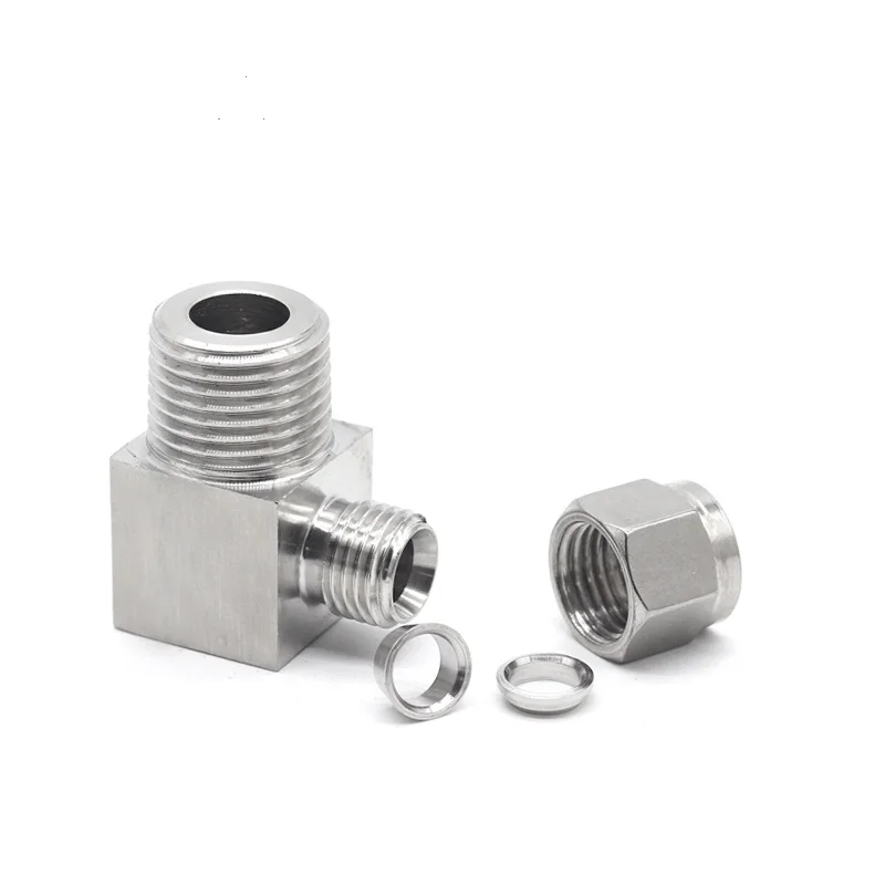 

2Pcs 1/2" BSPT Male Thread x 8MM Double Ferrule Tube Compression Elbow Fitting Male Thread Connector PT Stainless Steel 304