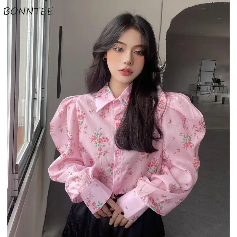 

Shirt Womens Summer Elegant Sweet Ladies Loose New Fashion Puff Sleeve All-match Soft Chic Vintage Ulzzang Daily Casual Clothing