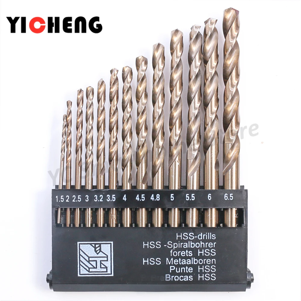 HSS-CO 13-Piece Set of Cobalt-Containing Twist Drill Set Boxed Metal Wood Plastic Drilling Tools