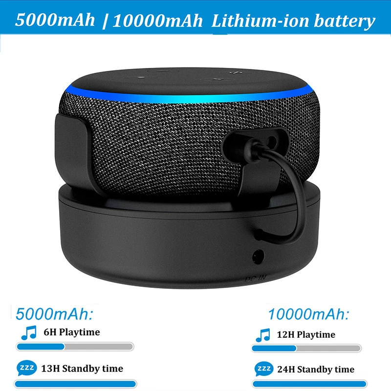 PlusAcc 10000mAh بطارية قابلة للشحن قاعدة لأمازون صدى دوت 3 3rd الجنرال حامل جبل قوة البنك شاحن ل أليكسا المتكلم