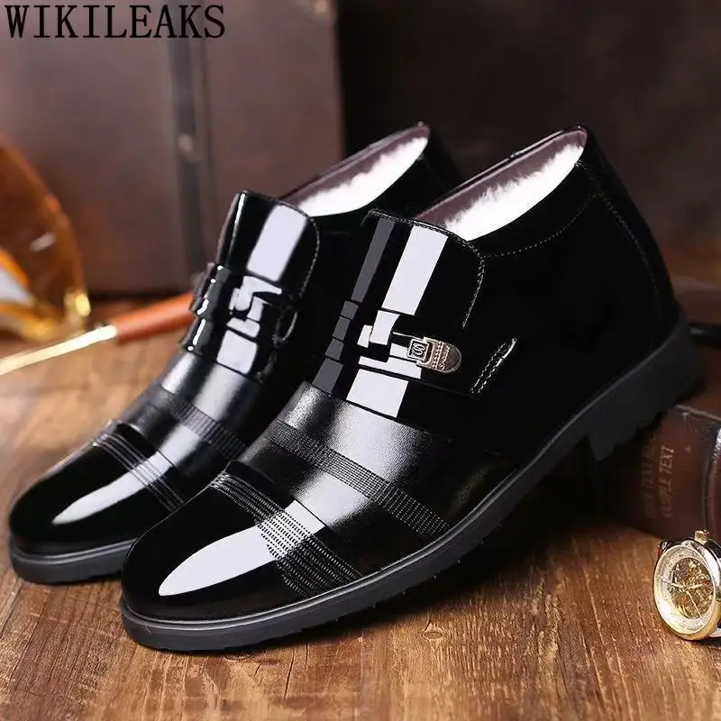 Brown Formal Ankle Boots Man Winter Shoes Men Casual Business Shoes Man Patent Leather Black Mens Dress Boots Chelsea Boots Men