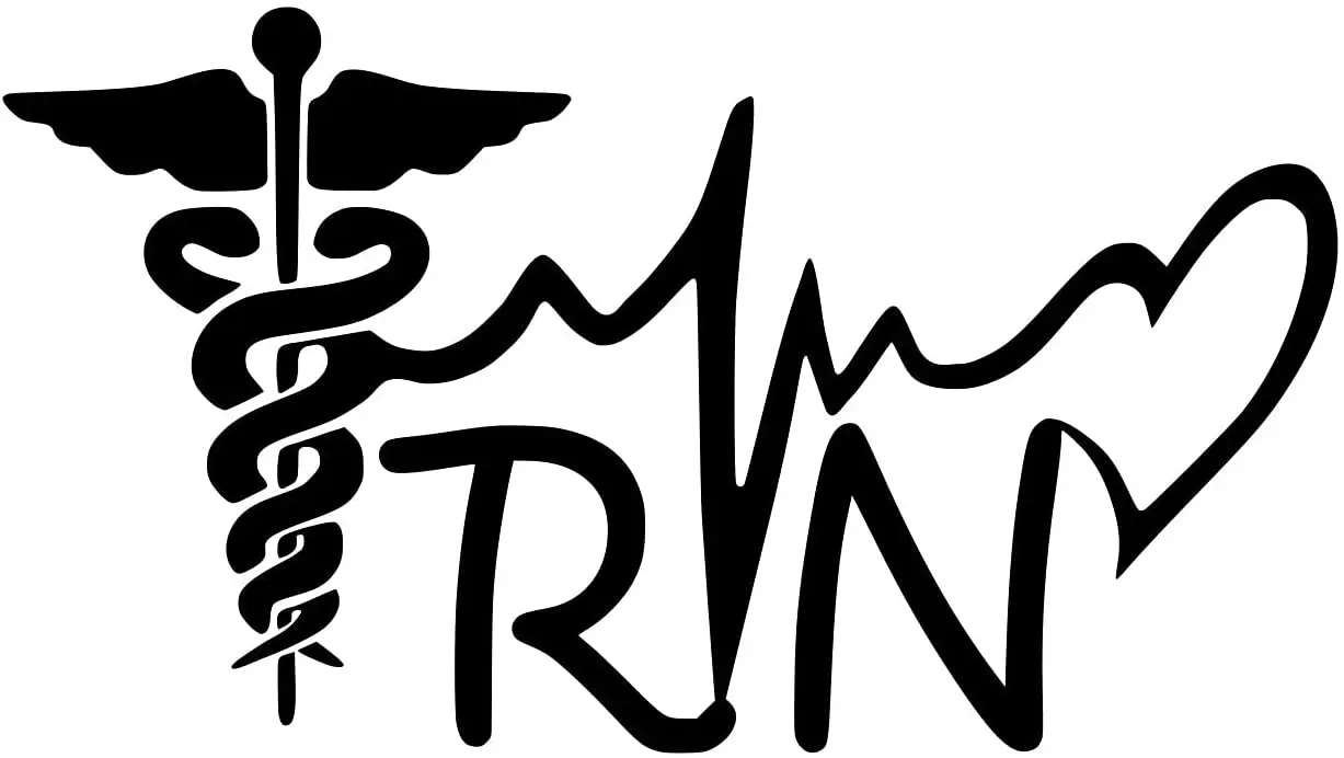 UR Impressions MBlk 5.5in. Registered Nurse - RN Caduceus Lifeline Heart Decal Vinyl Sticker Graphics for Cars TrucksSUV 15*15cm