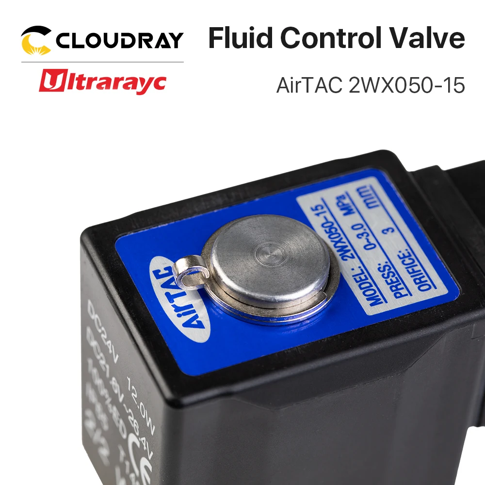 Válvula solenóide pneumática 2wx050-15b 3.0mpa da válvula de água da válvula de controle de fluido de duas vias airtac para o sistema do gás da máquina de corte da fibra