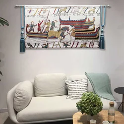 Belgium Jacquard Tapestry The Sitting Room And The Bedroom Mural Cloth Art The 11th Century Bayeux Tapestry 80X140CM GT-YB101