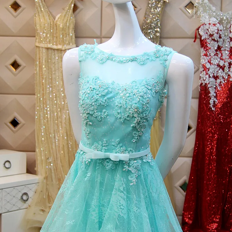 Vestido de festa Perlen himmel blau spitze lange 2018 sexy sehen durch zurück appliques bogen Abendkleid mutter der braut kleider