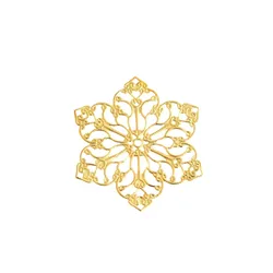 Retail 10Pcs Embellishment Findings Flower Filigree Connectors Gold Tone Gift Decoration DIY Hollow 4.8x5.5cm