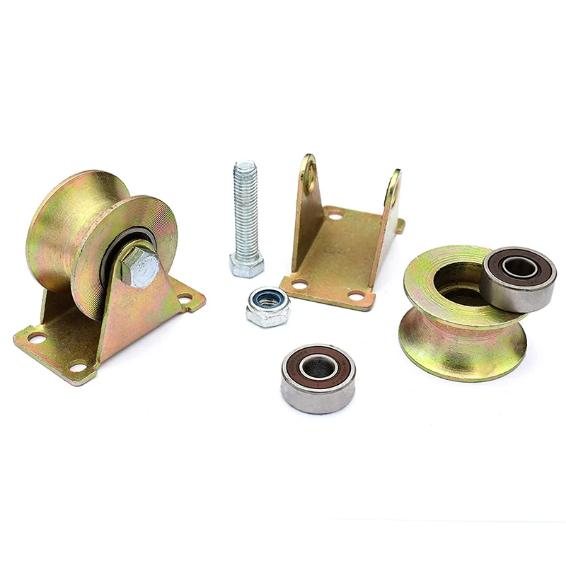 2 Pcs 2 inch U-Groove Track Wheel Sliding Door Roller for Inverted Track Rolling Gate Industrial Machines Wire Rope Rail