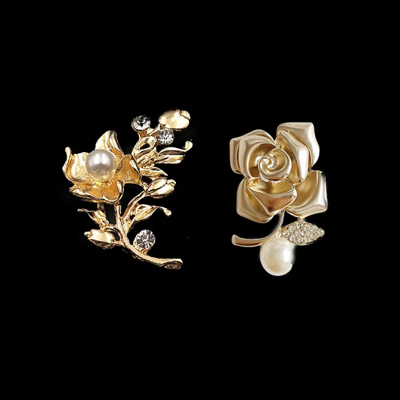 2019New 30Pcs Gold Flower pearl alloy branches button for DIY  Wedding Bridal headdress jewelry accessories HZ553-HZ554